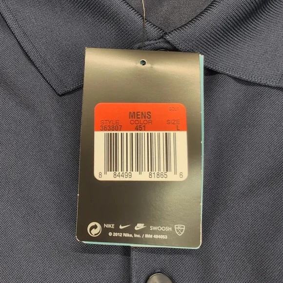 Nike Shirt Mens Large Blue Golf Polo‎ Dri-Fit Logo Swoosh Outdoor Performance - Picture 10 of 14